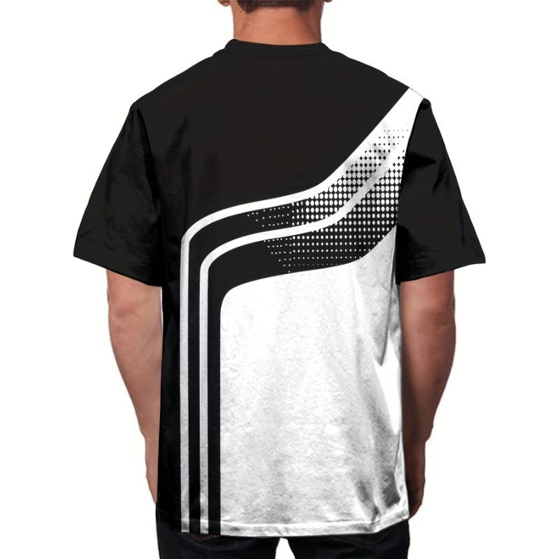 

Мужская повседневная футболка с круглым вырезом - Дизайн с крестом и контрастные полосы 5XL