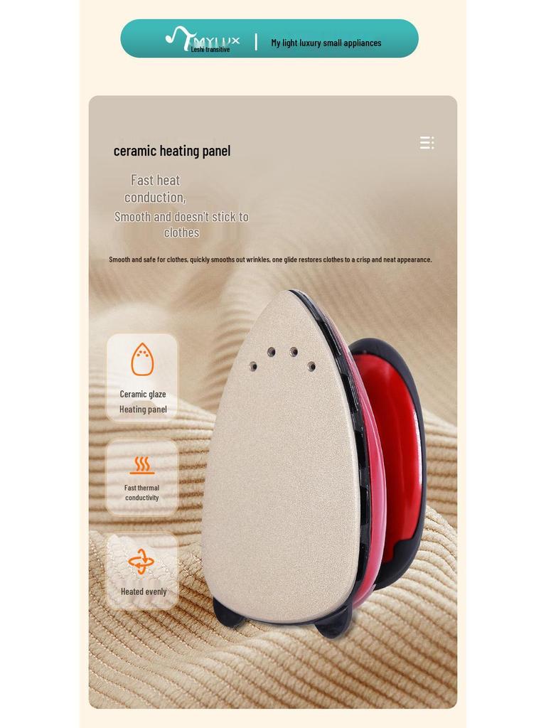 Mylux Mini Handheld Travel Iron with Temperature Control and Ceramic Soleplate
