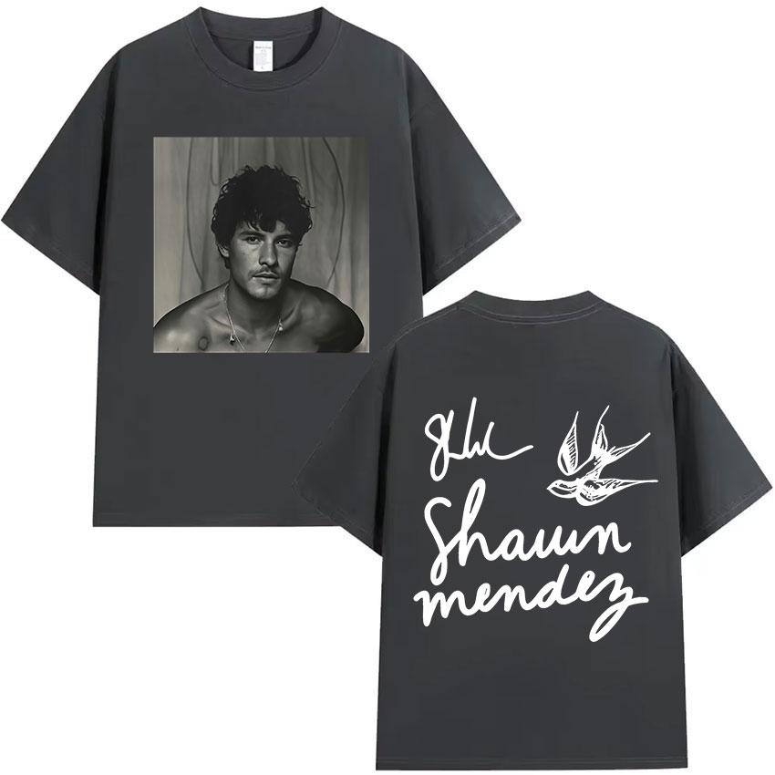

2025 Summer Rapper Singer Shawn Mendes on The Road Again Tour Album Merch Men Fashion Oversized 100% Pure Cotton Printed T-shirt S