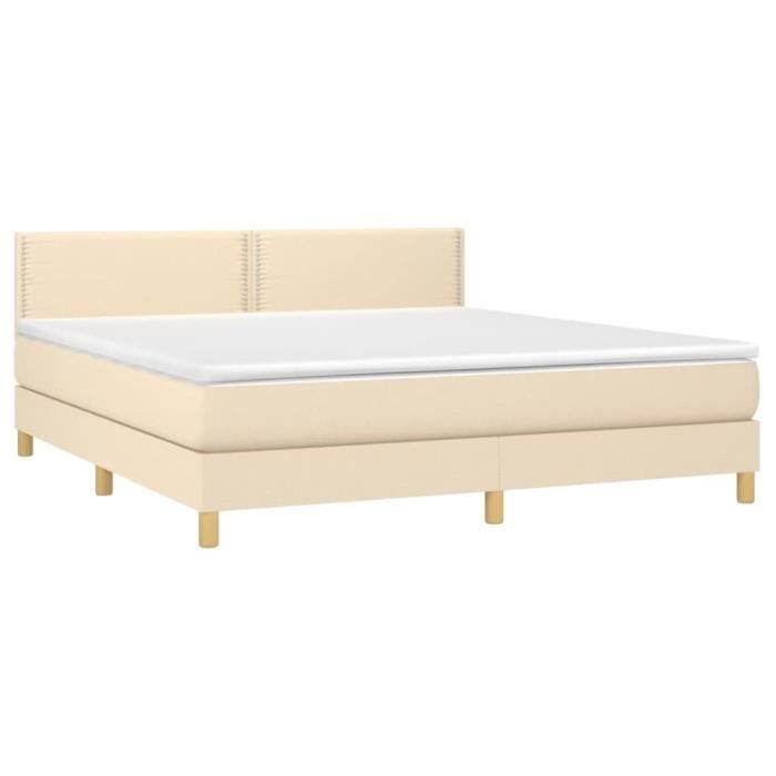 3140558 vidaXL Divan Bed with Mattress Cream 180x200 Cm Fabric