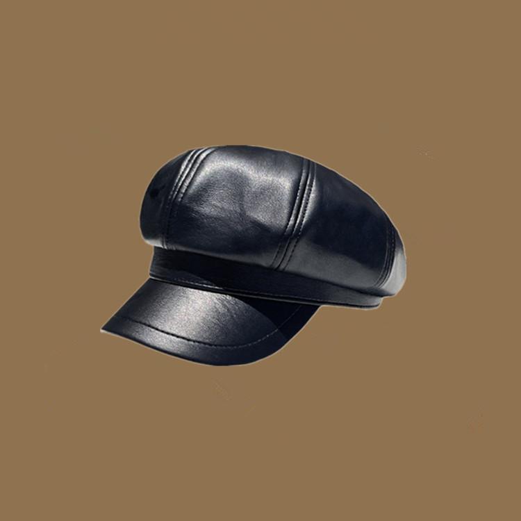 Pu Leather Beret Hat For Women With Warmth And Style For Winter Fashion Black Glossy