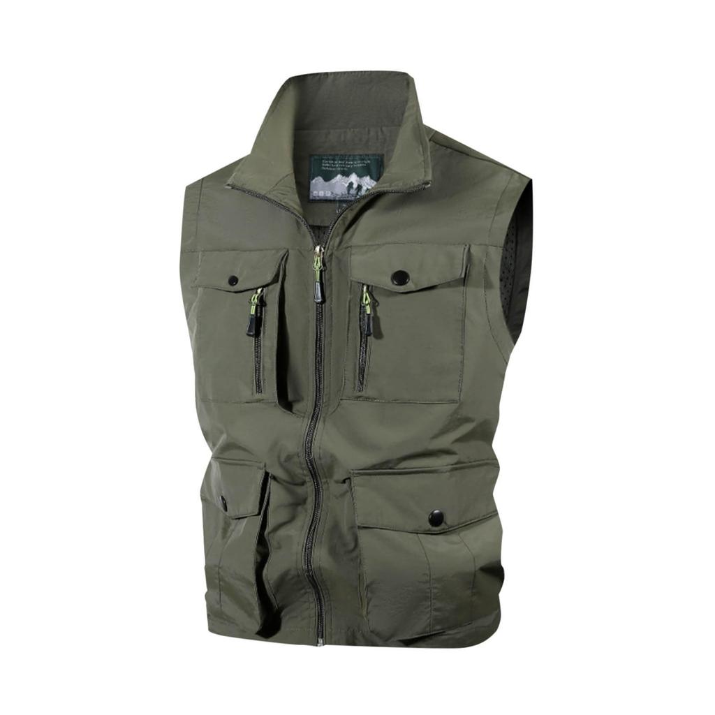 Mens Outdoor Athletic Vest Fishing Travel Lightweight Sleeveless Jackets Photographer Work Vest With Multi Pockets