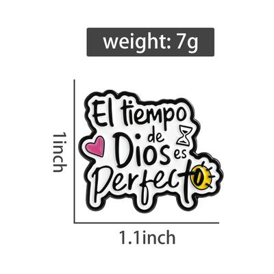 El Tiempo De Dios Es Perfecto Enamel Pins Spanish Brooches Lapel Badges God Jesus Faith Quotes Jewelry Gift for Friends
