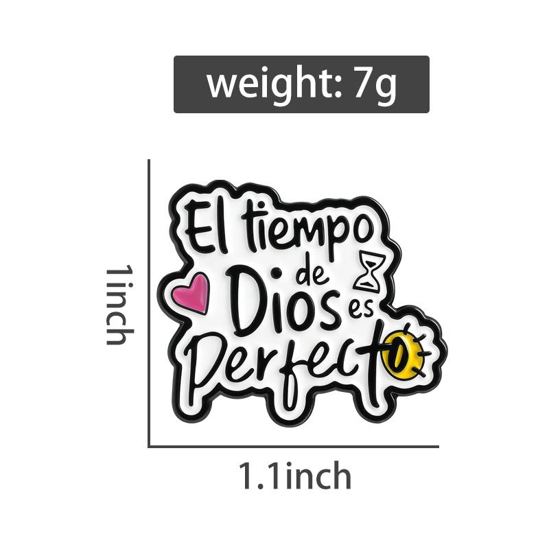 El tiempo de Dios es Perfecto Enamel Pins Spanish Brooches Lapel Badges God Jesus Faith Quotes Jewelry Gift for Friends