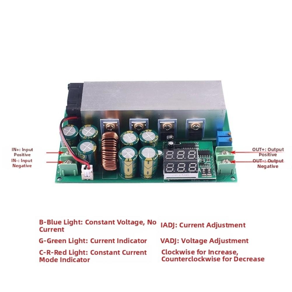 600W Adjustable Step Down Power Supply Module With Digital Display For Voltage Output 12 To 80 Volts And 20 Amp Output