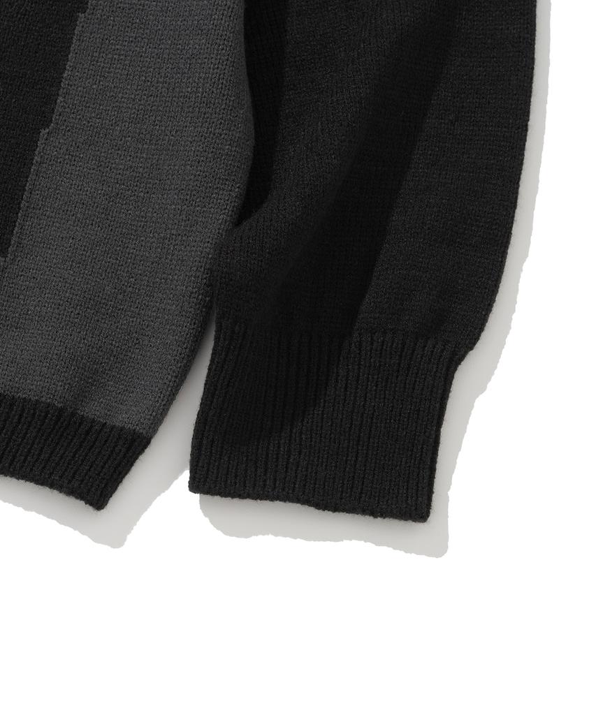 KNITTED Varsity Jacquard Collar Knit Black