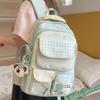 Schoolbag New Japanese Ins Fresh and Sweet Contrasting Color Splicing Plaid Backpack for Junior High School Students, Lightweight and Large-capacity 