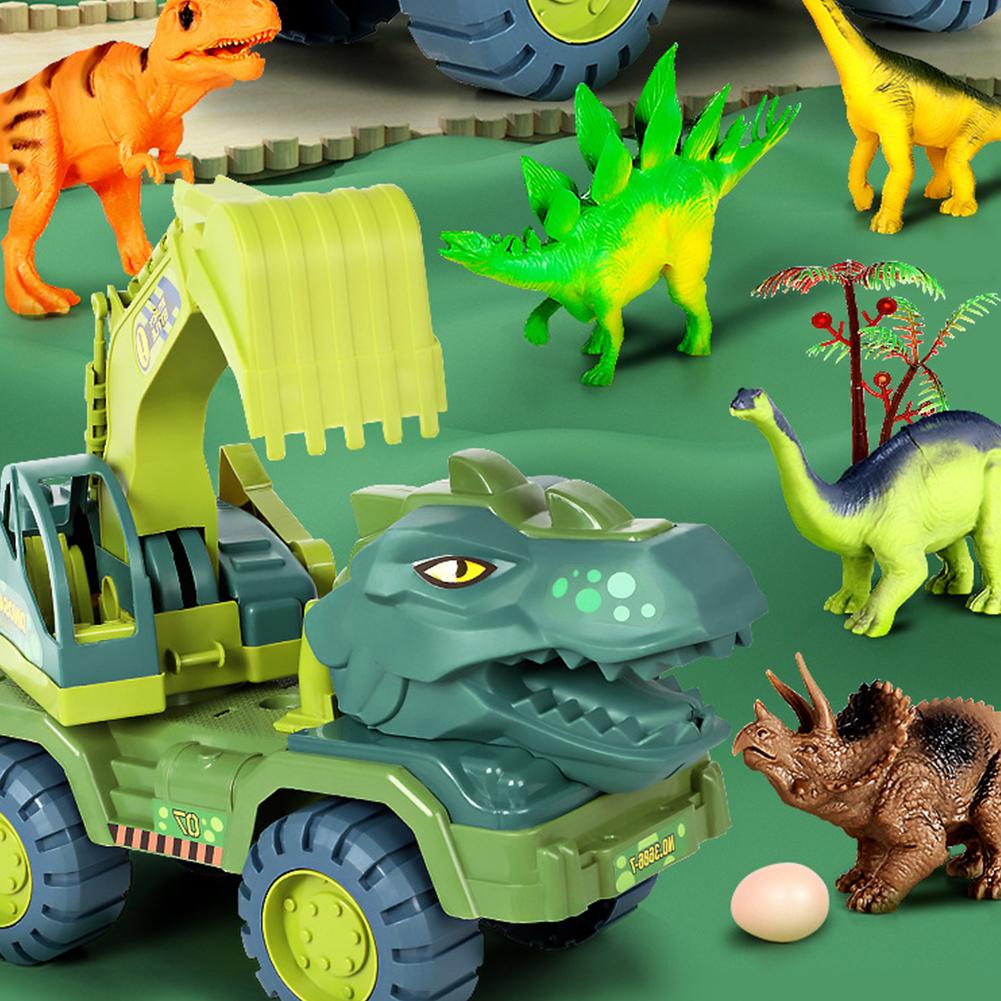 Children Dinosaur Engineering Car Toys Kids Large Size Transport Excavator Vehicles Carrier Truck Toy Pull Back Vehicle Gifts