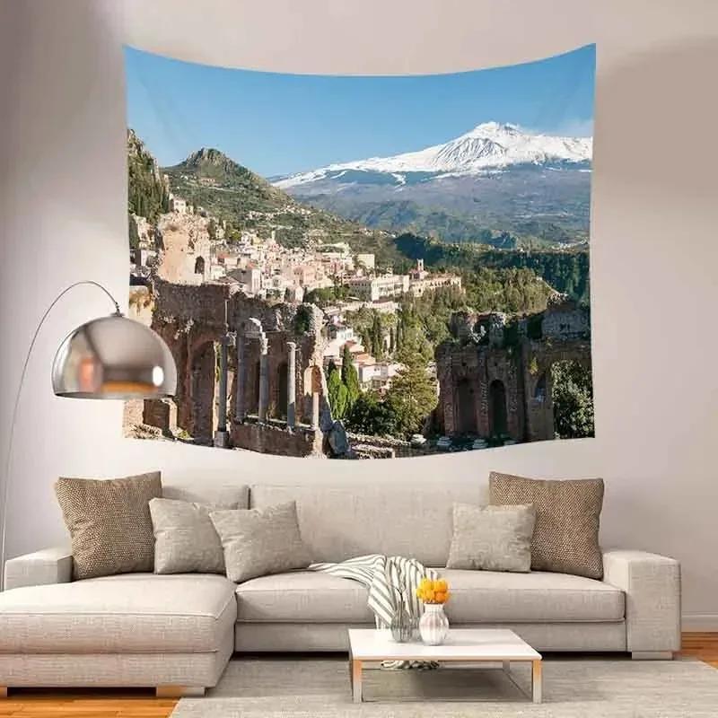 Architectural Relics Landscape Tapestry Office Living Room Decoration Home Wall Tapestry