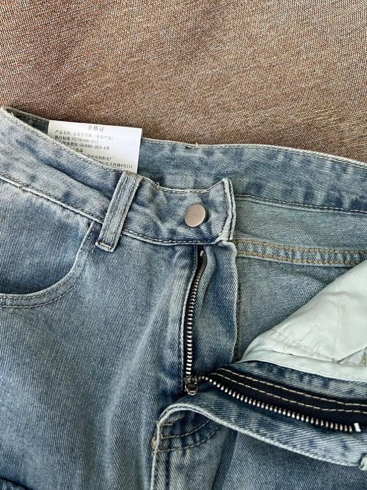 American Retro Multi-pocket Jeans Women Plus Size Street Vibe High Waist Wide Leg Casual Straight Pants Tide