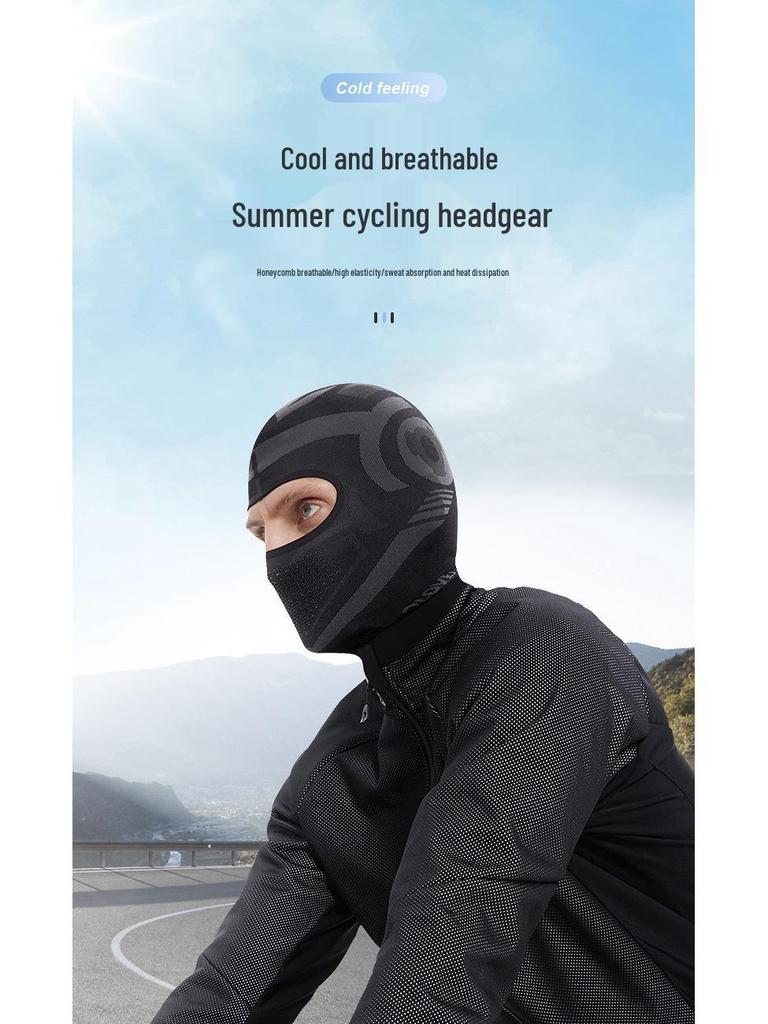 Herr Sommar Solskydd Andningsbar Cykelmask - Svettabsorberande, Värmeavledande Iskallt Silke Huvudbonad för Motorcykelåkning