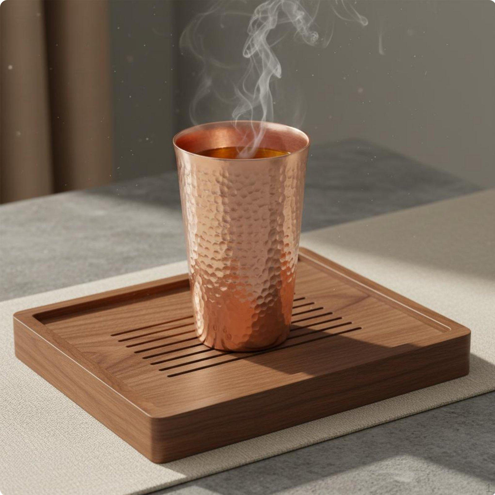 Chinese Kung Fu Teacup Compact Design Hammered Copper Cup Sturdy for Tea