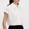 LANCY Women's Elegant Wide-Shoulder Cotton Silk Blend Shirt