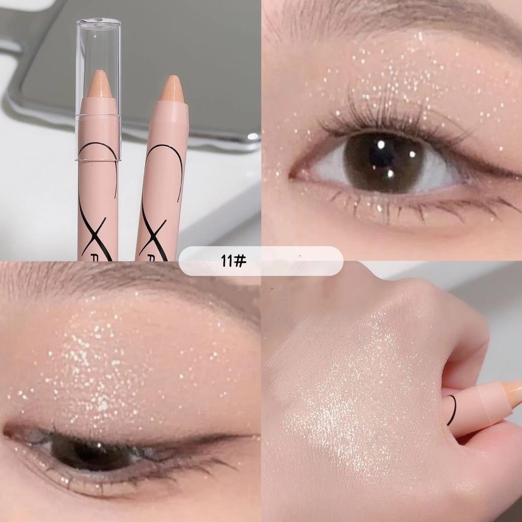 Pärlögonskuggspenna Liggande Silkesmask Highlighterpenna Matt Ögonmakeup Pärlhögblank Uppljusande Glittrig Ögonskuggspenna