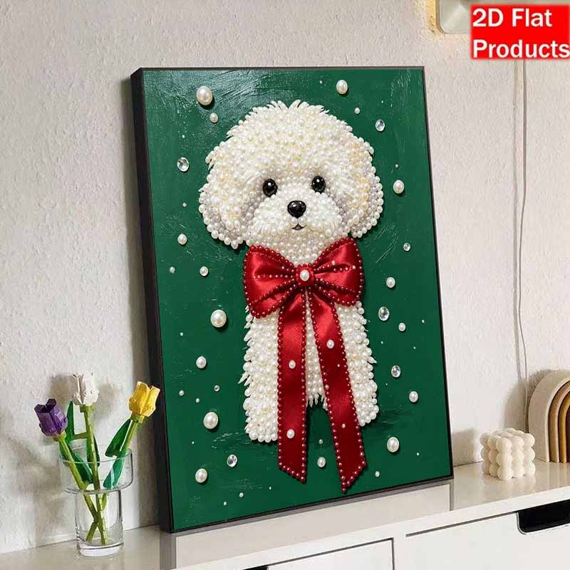 DIY rahmenloses Perlenmalerei-Set Niedlicher Welpe Gemütliche Wohnkultur 3D glänzende Perlenkunst Leinwand Entspannendes Bastelgeschenk für Erwachsene