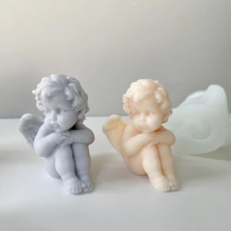 Angel Candle Silicone Mold Multi-Style Wings Human Baby Gypsum Doll Making Tool Cupid Resin Wedding Decor Birthday Gifts for Mom