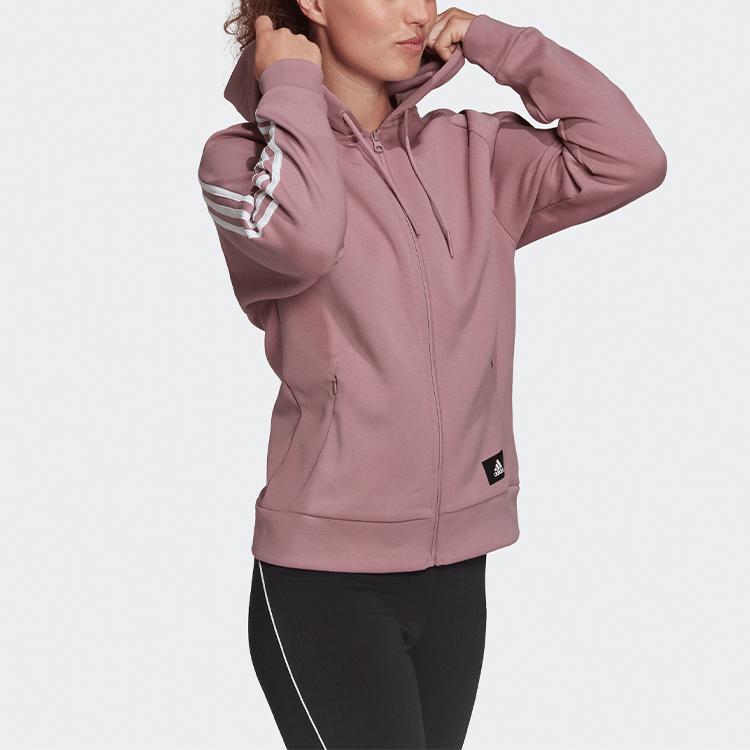Adidas Essential 3-Stripes Full Zip Hoodie Women Jackets Purple HE1659