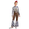 Kids Western Cowboy Costume Long Sleeve High Waist Bodysuit Fringe Cow Print Flared Jumpsuit Halloween Outfit