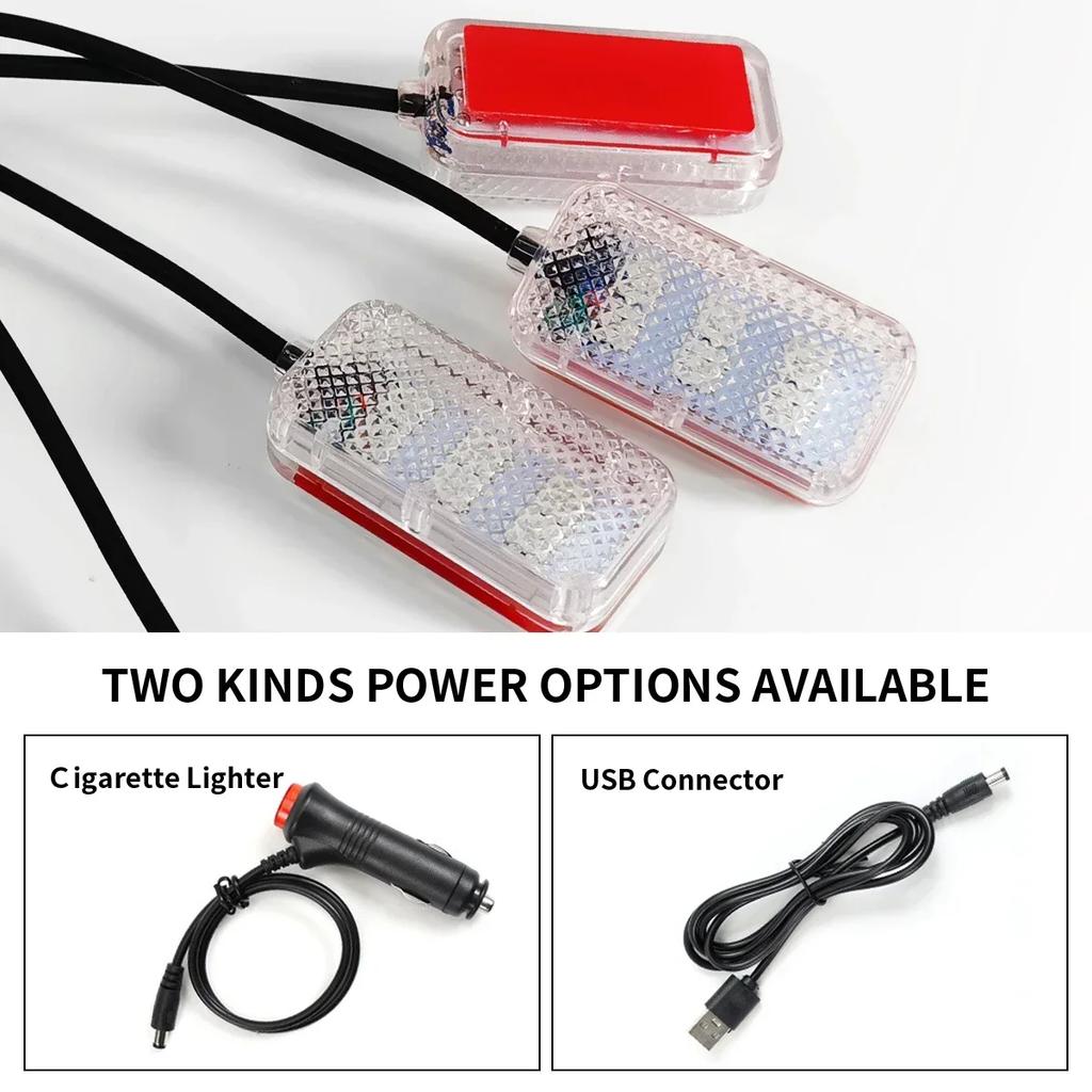 LED Car Interior Ambient Foot Light USB/Cigarette Lighter Auto LED Atmosphere Decorative Lamp LED Foot Light Kit Car Accessories