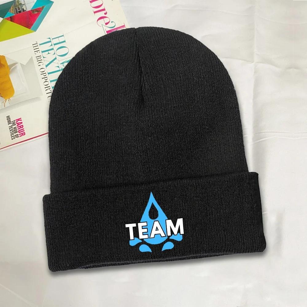 1pc Gengars Beanie Hats Team Blue Knitted Hat Outdoor Elastic Adult Caps Winter Pattern Vintage Bonnet Hats Birthday Present