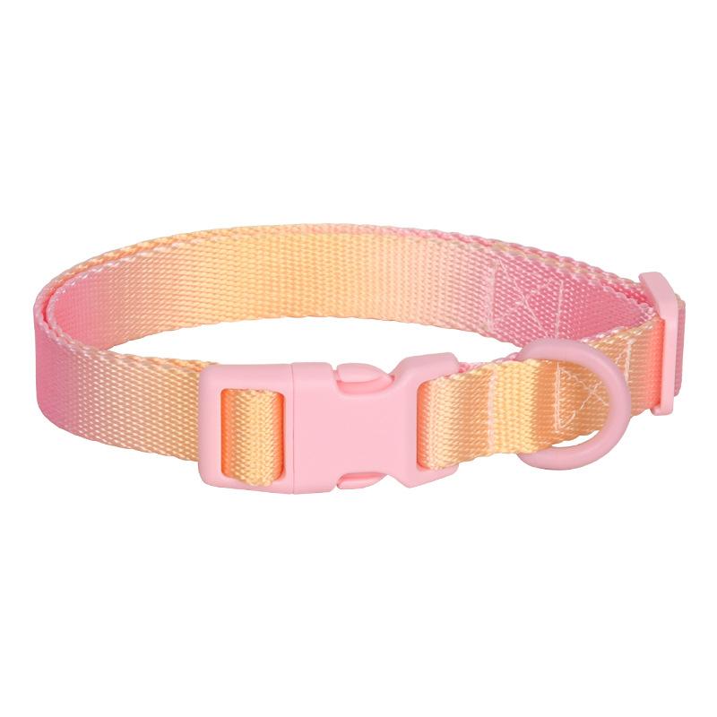 Fashion Durable Gradient Color Puppy Dog Collar Adjustable Durable Nylon Dog Collar for Small Medium Large Dogs Durable