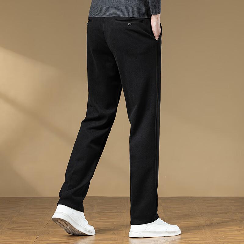 Men's Wool Blend Straight Fit Casual Trousers