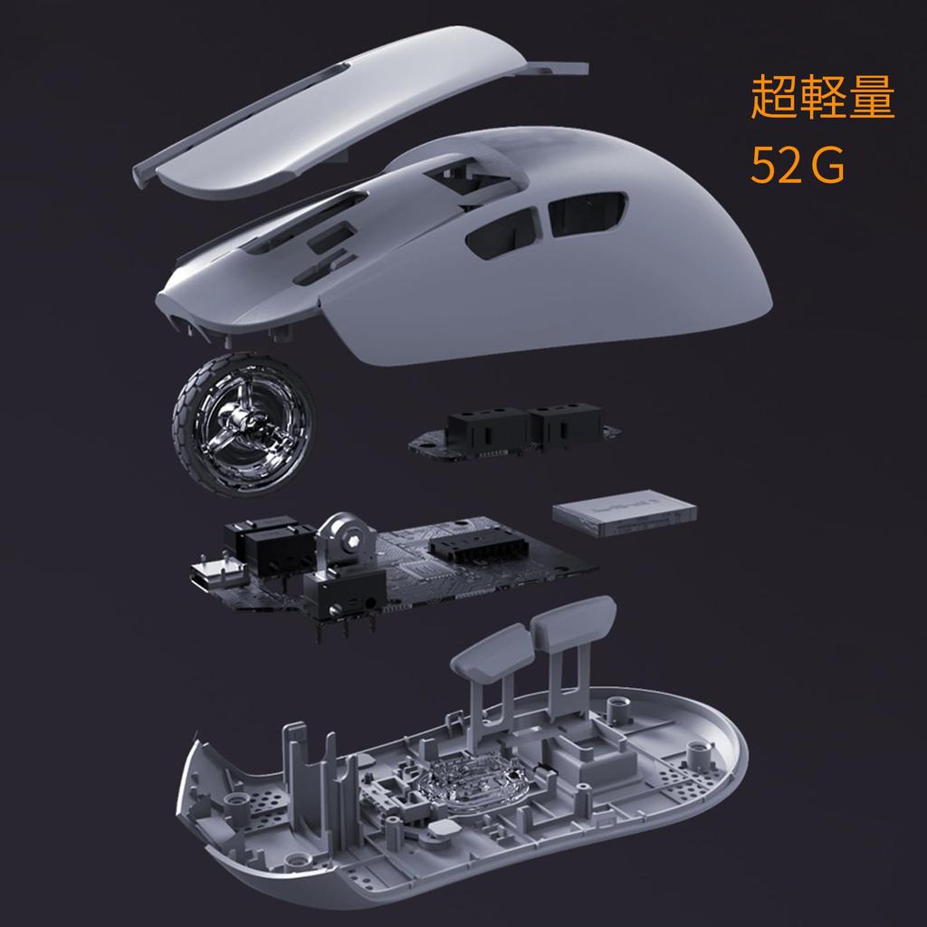 HOGREL Wireless Gaming Mouse PAW3395 with Optical 26000 DPI Custom for Laptops and Ideal for Gamers M3-PRO 1K/2K/4K Sensor, Adjustable,