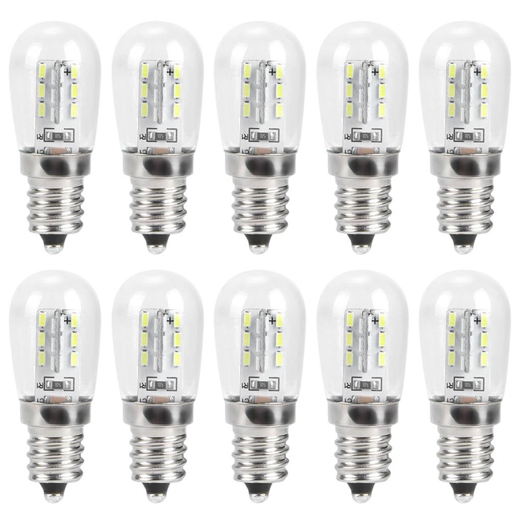10pcs E12 LED Fridge Light Bulb 1.5W AC 230V Replacement for Household Sewing Machine Lamp (White Light)