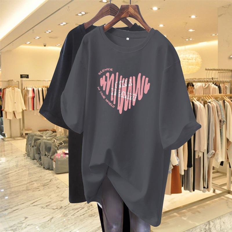 American Retro T-shirt Women's Short-sleeved Summer Large Size Loose Oversize Short-sleeved T-shirt Crew Neck Top Tide
