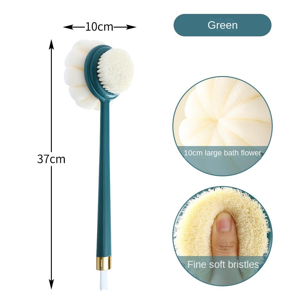 Long-handled Bath Soft-bristled Light Luxury Bath Brush Two-in-one Bath Back Rub Brush Double-sided Bath Ball Bath Brush зелёный