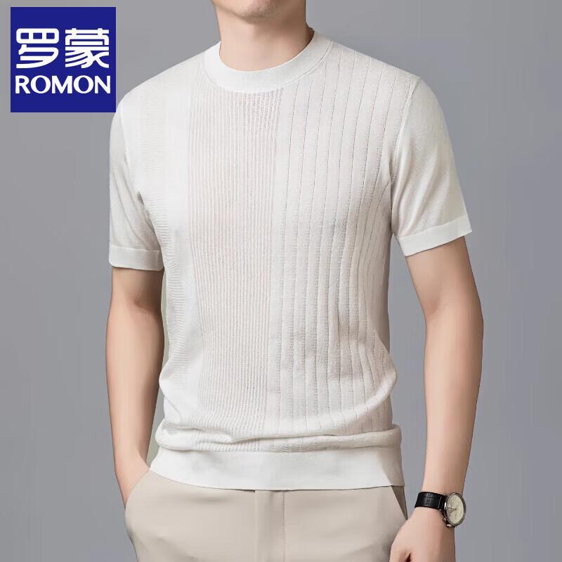 Romon Men's Cool-Touch Silk Blend Knitted T-Shirt