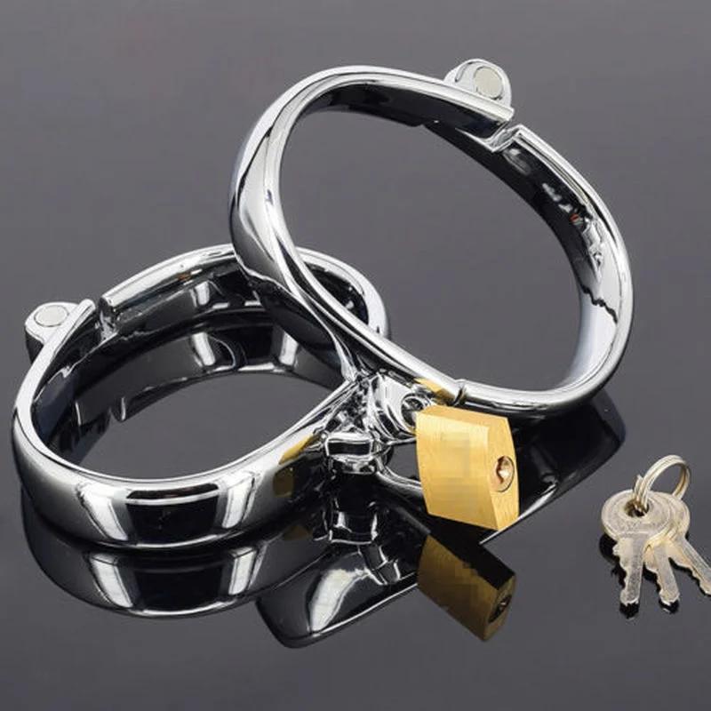 Stainless Steel Leg Irons Bondage Anklet Slave Ankle Cuffs Shackle Fetter Chain for Sex Restraint Adult Sex Game Toys for Couple