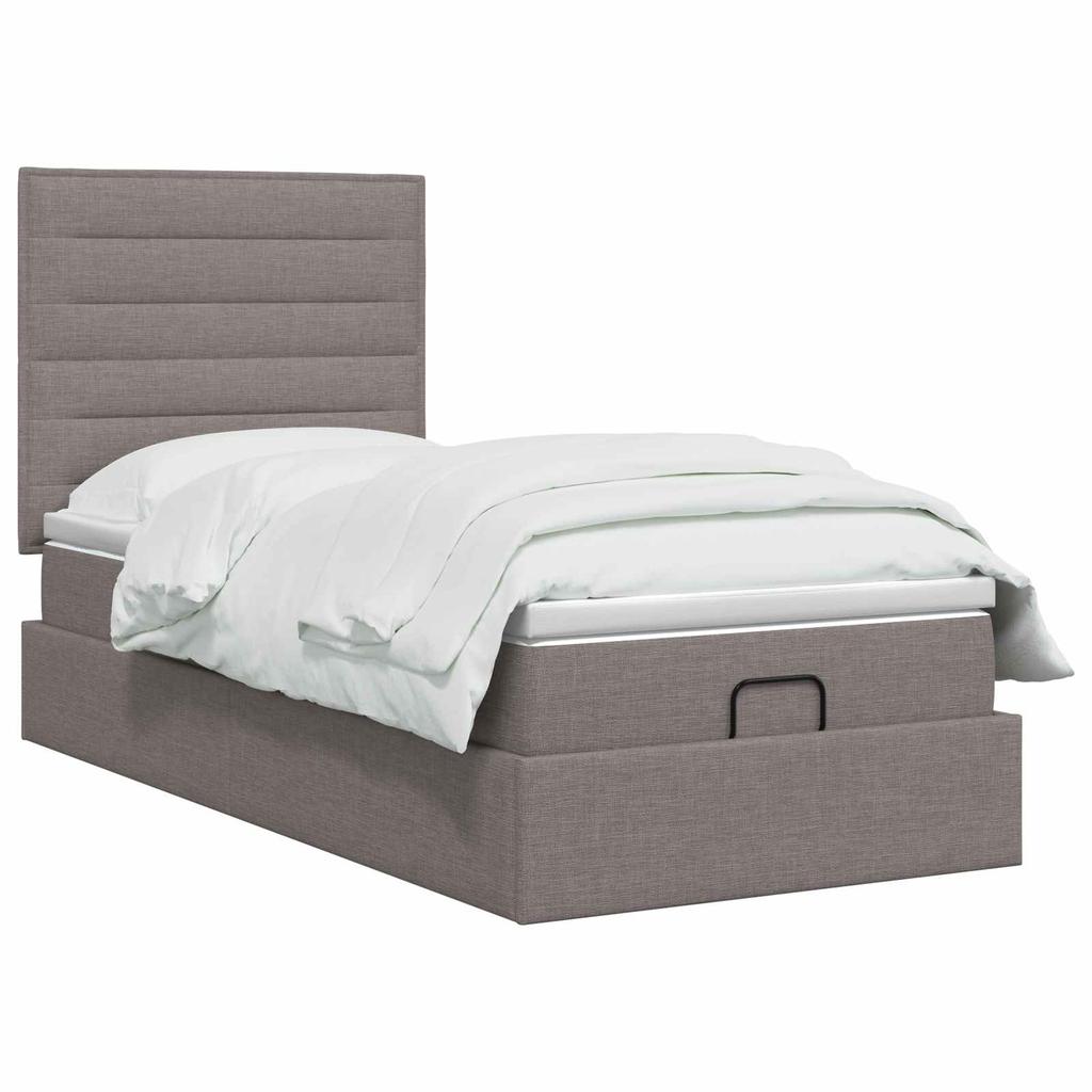 Ottoman Bed with Mattress and Headboard Taupe 80 x 200 cm Fabric