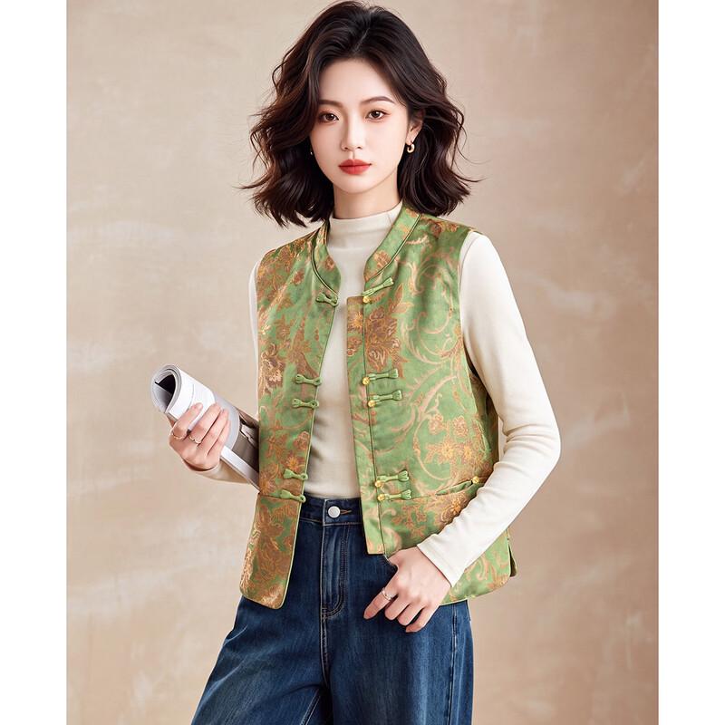Women's Neo-Chinese Style Floral Padded Vest