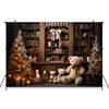 Mocsicka Christmas Photo Background Room Xmas Tree Bookshelf Gifts Bear Decoration Baby Kids Birthday Party Photography Backdrop