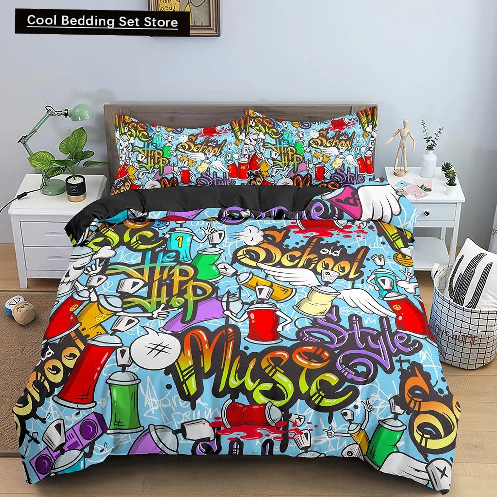 Bedding Set For Baby Kids Child 3D Cartoon Graffiti Crib Duvet Cover Pillowcase 2/3Pcs Polyester Quilt Cover King Queen Full