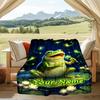 1PC Custom Name Frog Fireflies Night Flannel Blanket Versatile,all-season Throw Suitable for the Living Room,bedroom,camping,travel,and Gift