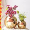 Vază rotundă din metal pentru flori pentru decor acasă|Articol decorativ de masă pentru dormitor, living, birou, nuntă|
