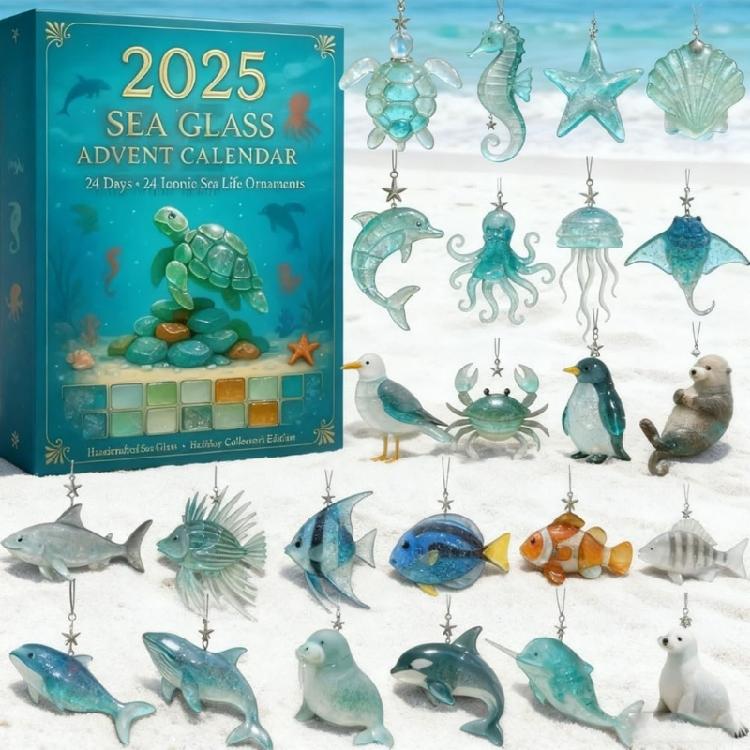 Family Interactive Marine Animal Acrylic Advent Calendar Ornament Christmas Daily Surprise Decorations