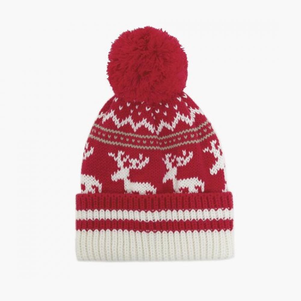 New Arrivals Open Run Deer Nordic Knit Beanie Pompom