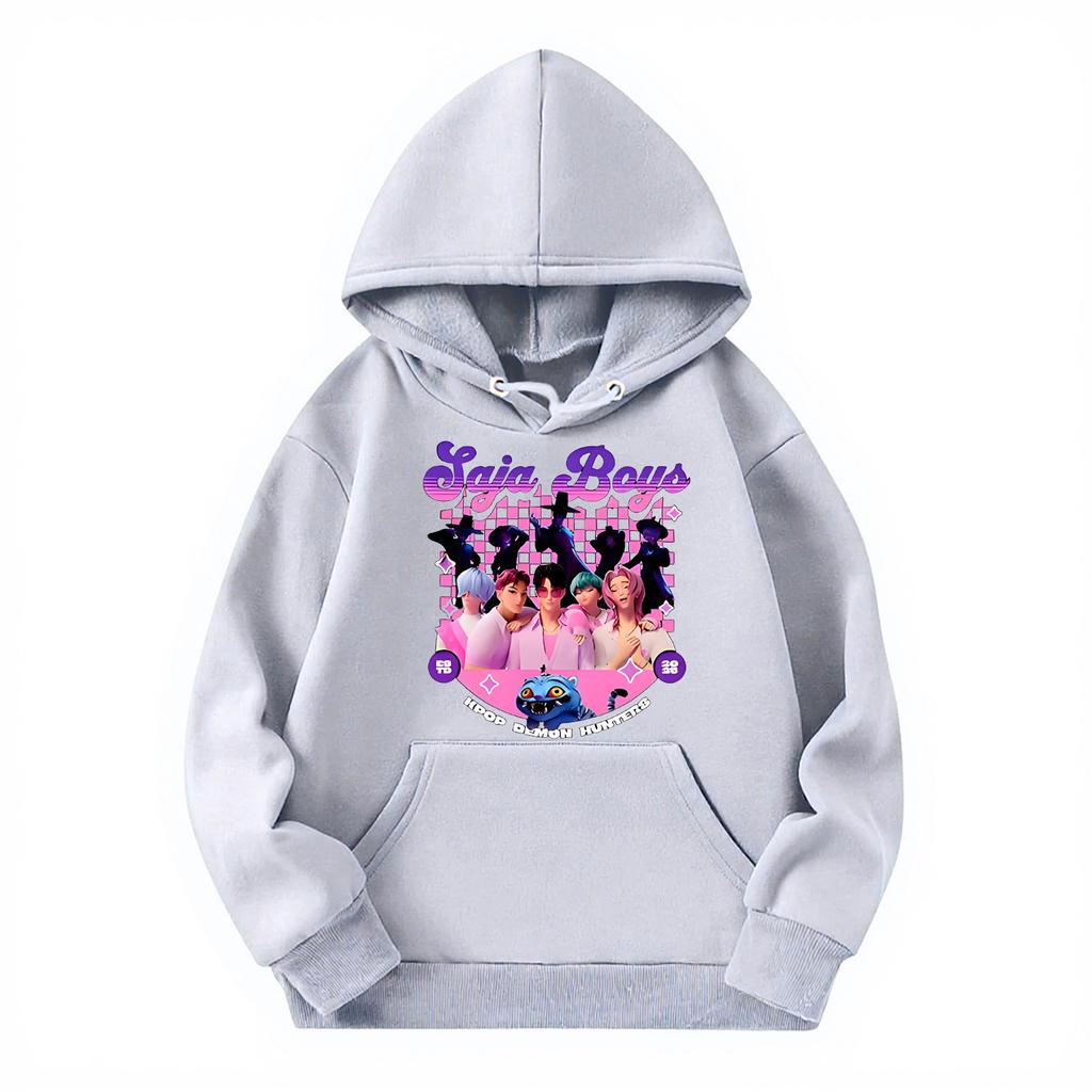 Children's Casual Round Neck Printed Pullover Long-sleeved Hooded Sweatshirt Top