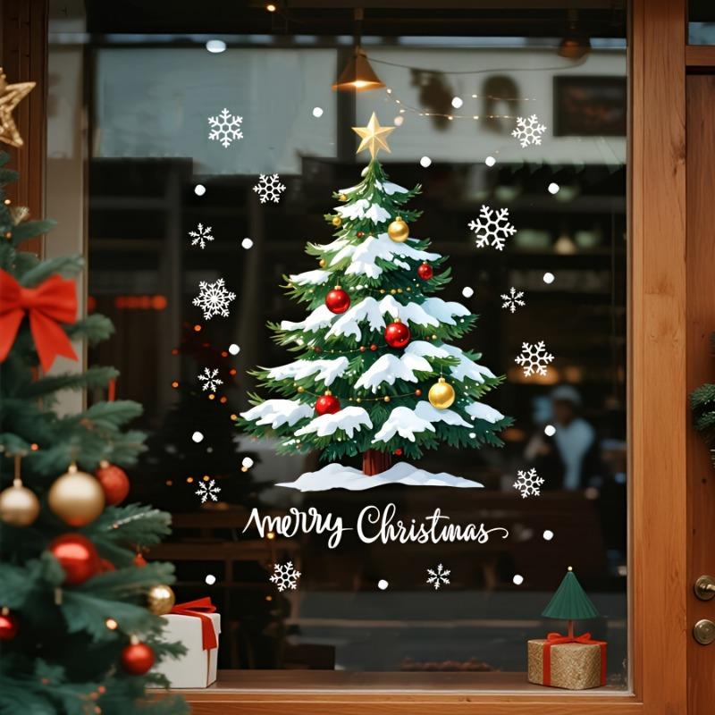 1PC 17.72x23.62 Inch Christmas Window Sticker, Holiday Decoration Accessories, 3D Tree Electrostatic Adsorption Film - Reusable