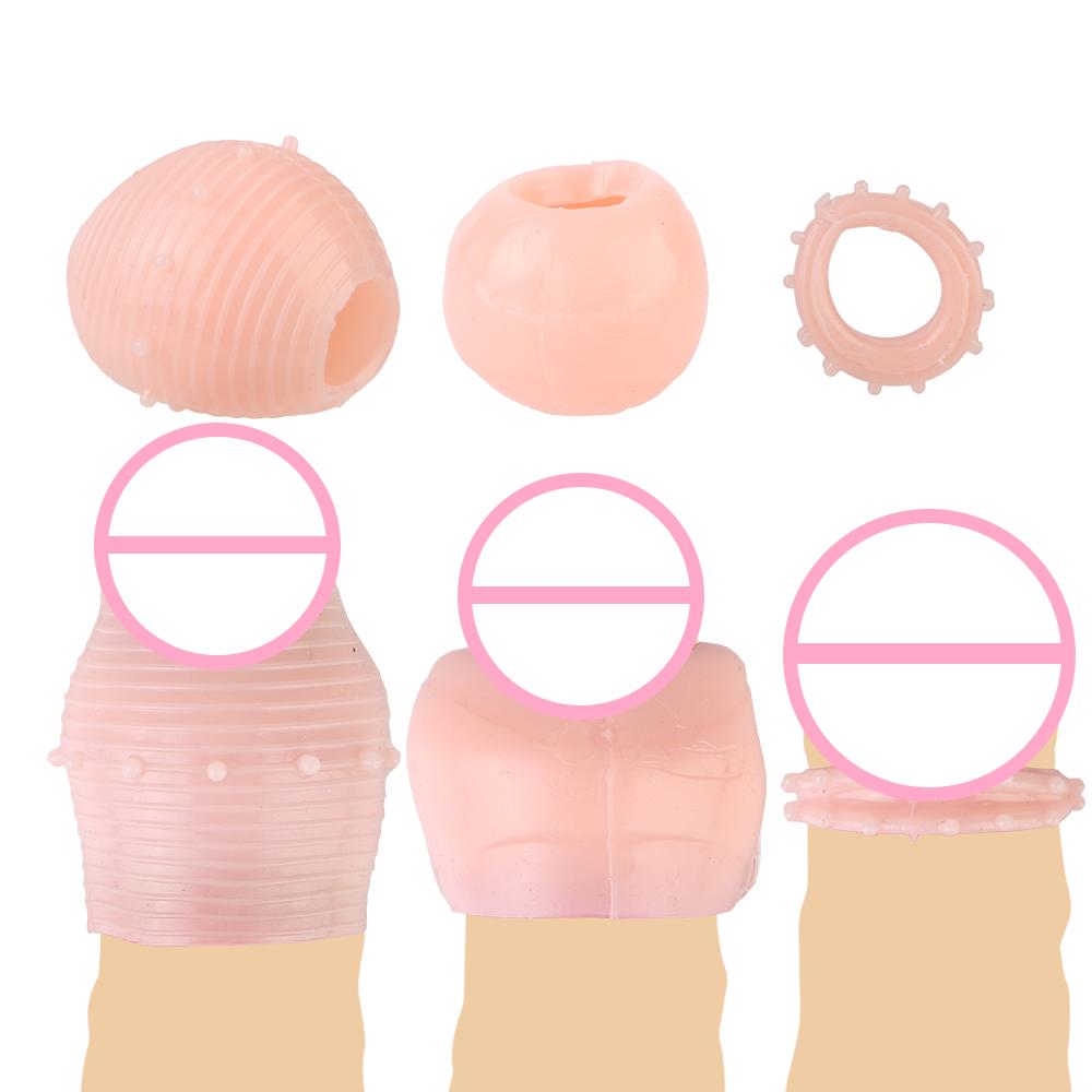 Penis Sleeve Penis Rings Sex Toys For Men Delay Ejaculation Cock Rings 3Pcs/set Foreskin Correction