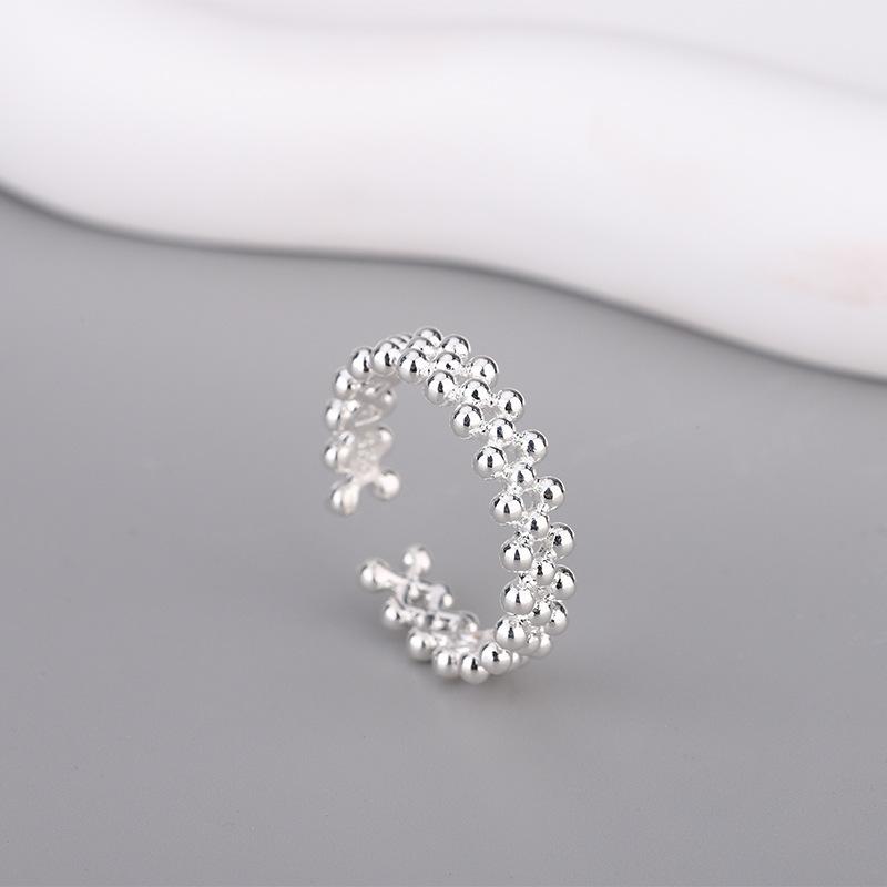 925 Sterling Silver Double-Layer Spherical Open Ring Women's Luxury High-Quality Wedding Jewelry Accessory