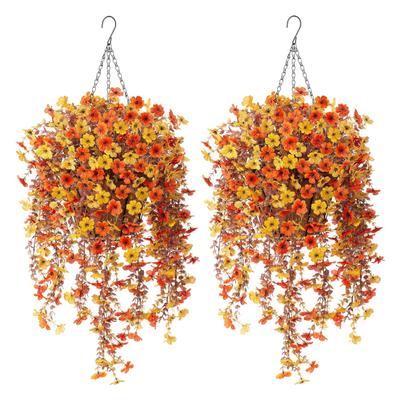 Yousheng Artificial Hanging Violet Decoration Realistic UV Resistant Fake Flower Vine Indoor Outdoor Garden Porch Patio Hanging Faux Bloom Rattan