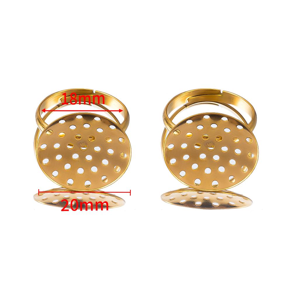 5pcs 10pcs Stainless Steel Ring Base Adjustable Tray Cabochon Settings Blank Bezel Rings Embryos 12mm to 20mm for Jewelry Making