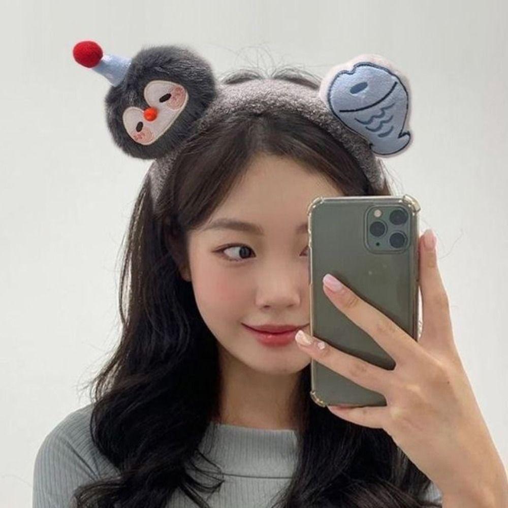 Kawaii Cartoon Penguin Fish Headband Wide Brim Hair Band Washing Face Hairpin Girl Hair Accessories