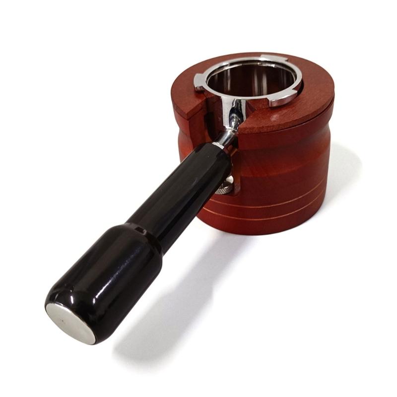 Elegant Coffee Bottomless Portafilter Tamping Station Accessories Professional Wooden Holder Espresso Tool Stand