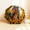 Sunflower Horse Art Print - Automatic Opening Umbrella with Foldable Design, Iron Frame, Outdoor, Festival Gift for Fans, Travelers, Daily U
