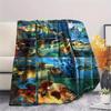 1Pc American Bass Fishing Print Flannel Blanket, High quality Comfortable for All Seasons, Home Decor, Warmth and Comfort, Perfect for Christmas Gifts